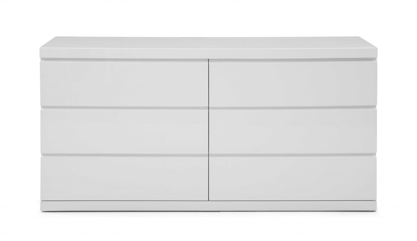 63" White Solid Wood Six Drawer Double Dresser-2