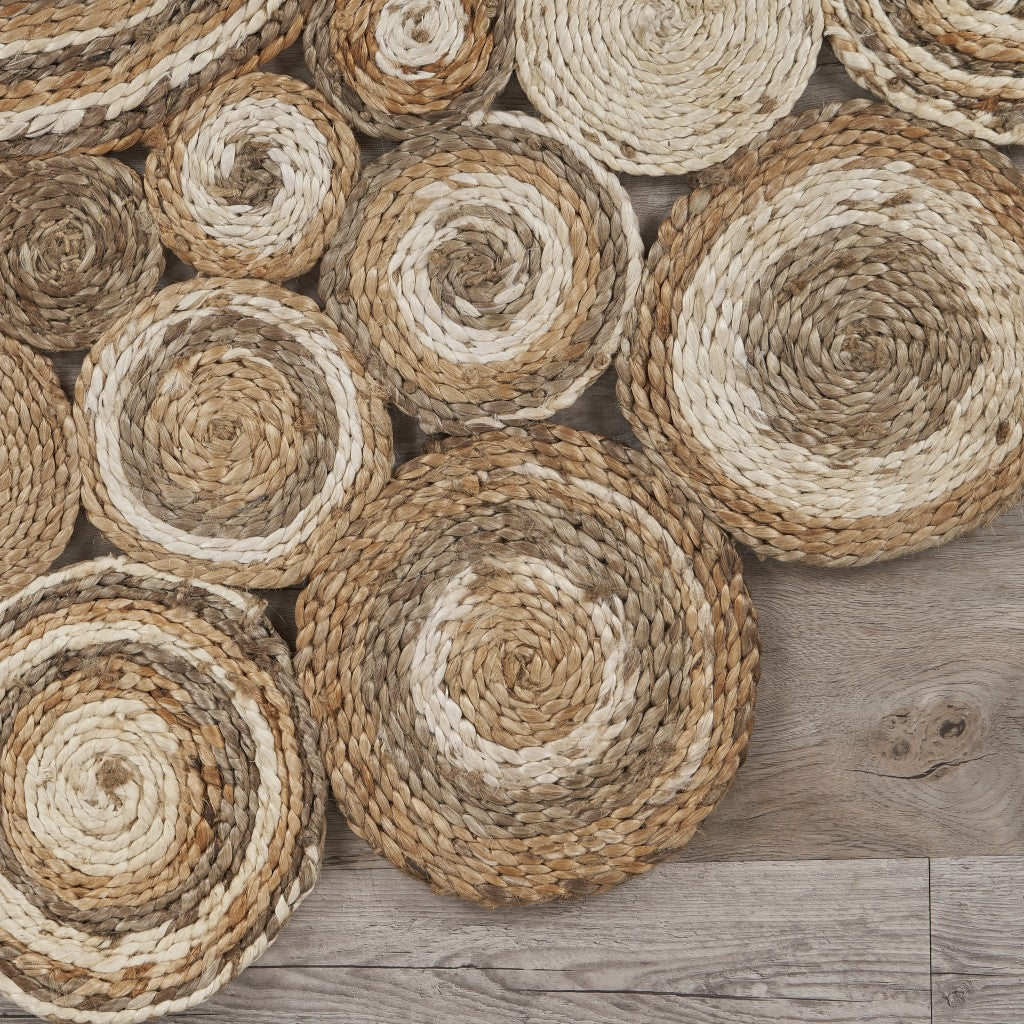 5' X 5' Natural Jute Hand Braided Area Rug-5
