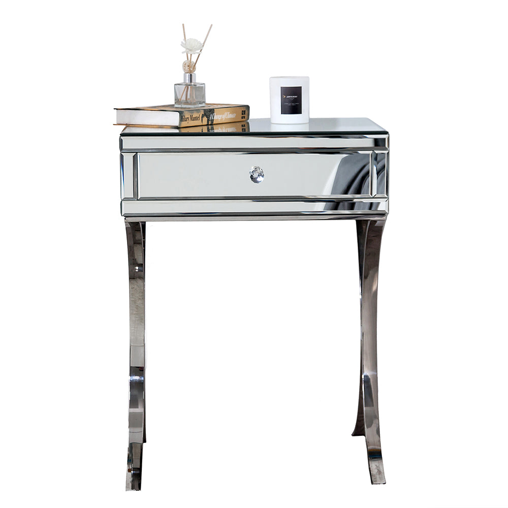 24" Stainless Steel and Mirror Nightstand-2