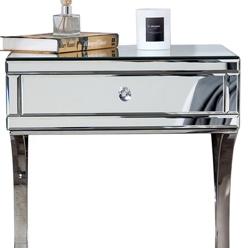 24" Stainless Steel and Mirror Nightstand-3