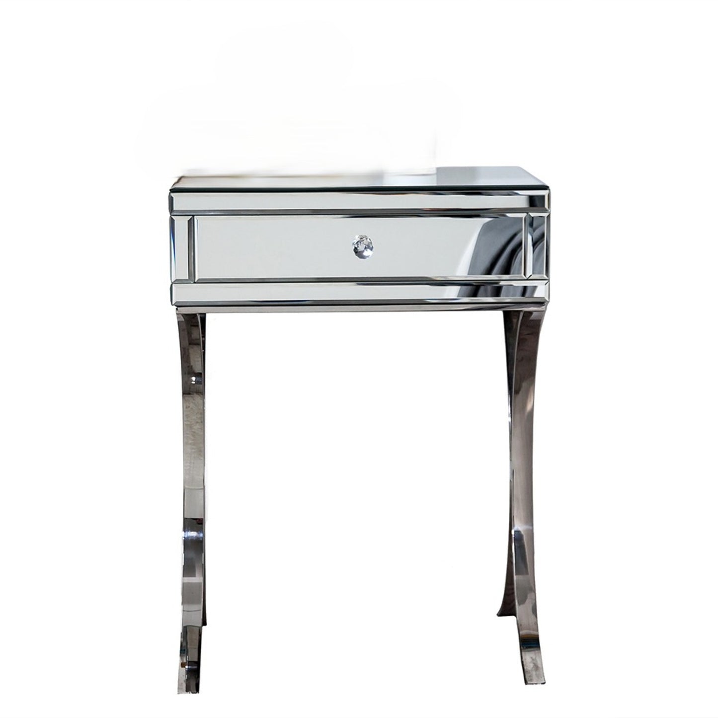 24" Stainless Steel and Mirror Nightstand-1