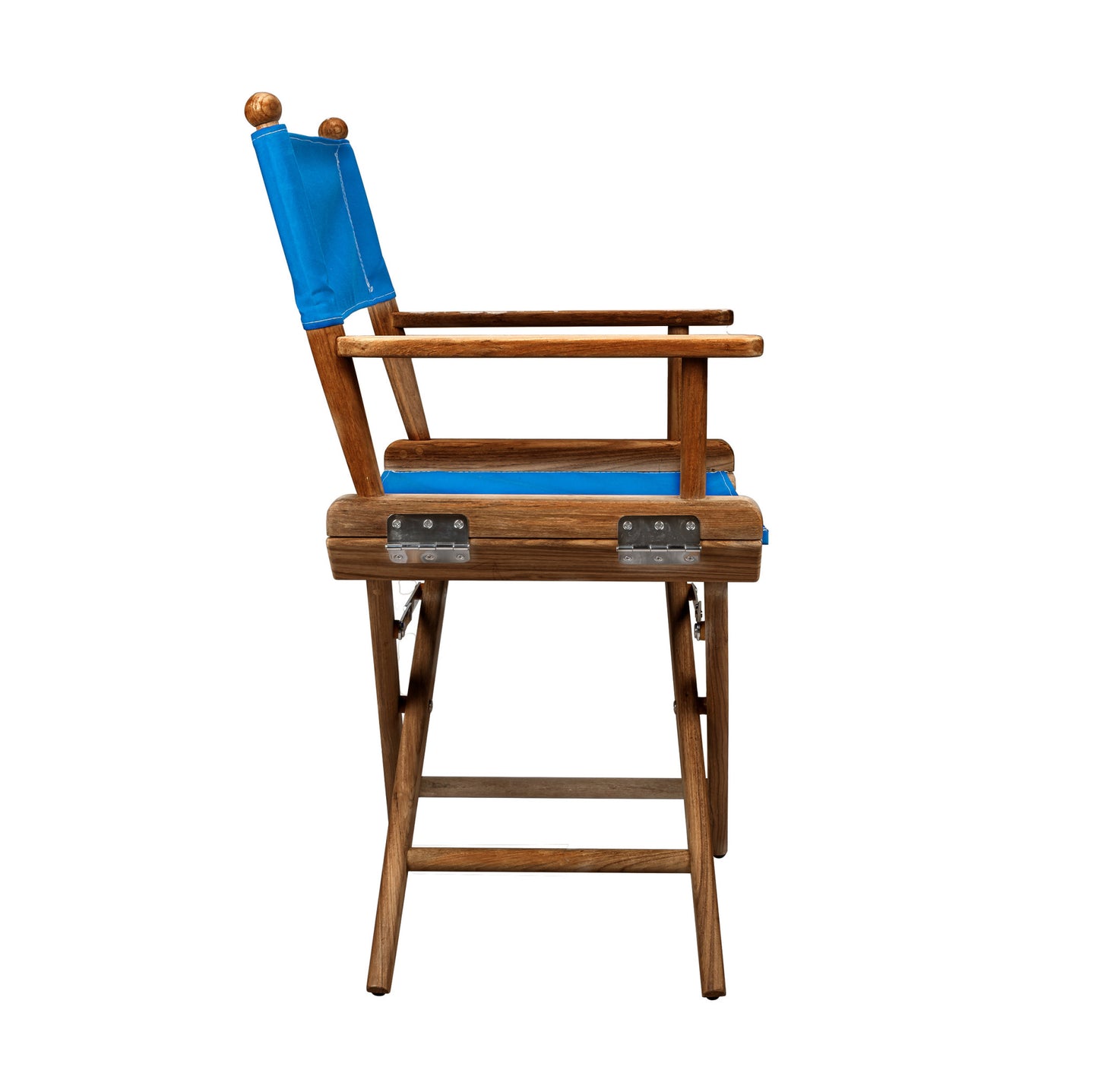 23" Blue and Natural Wood Solid Wood Indoor Outdoor Director Chair-2