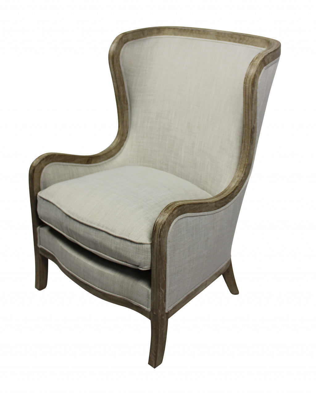 28" Ivory Taupe Linen Solid Color Lounge Chair-1