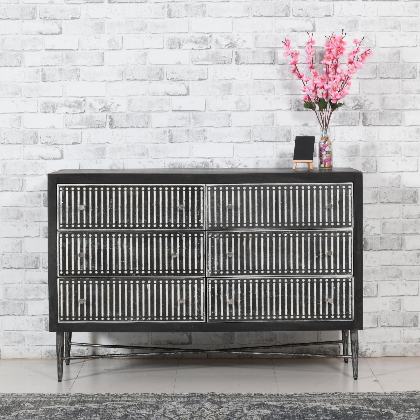 48" Antique Brown Solid Wood Six Drawer Double Dresser-5