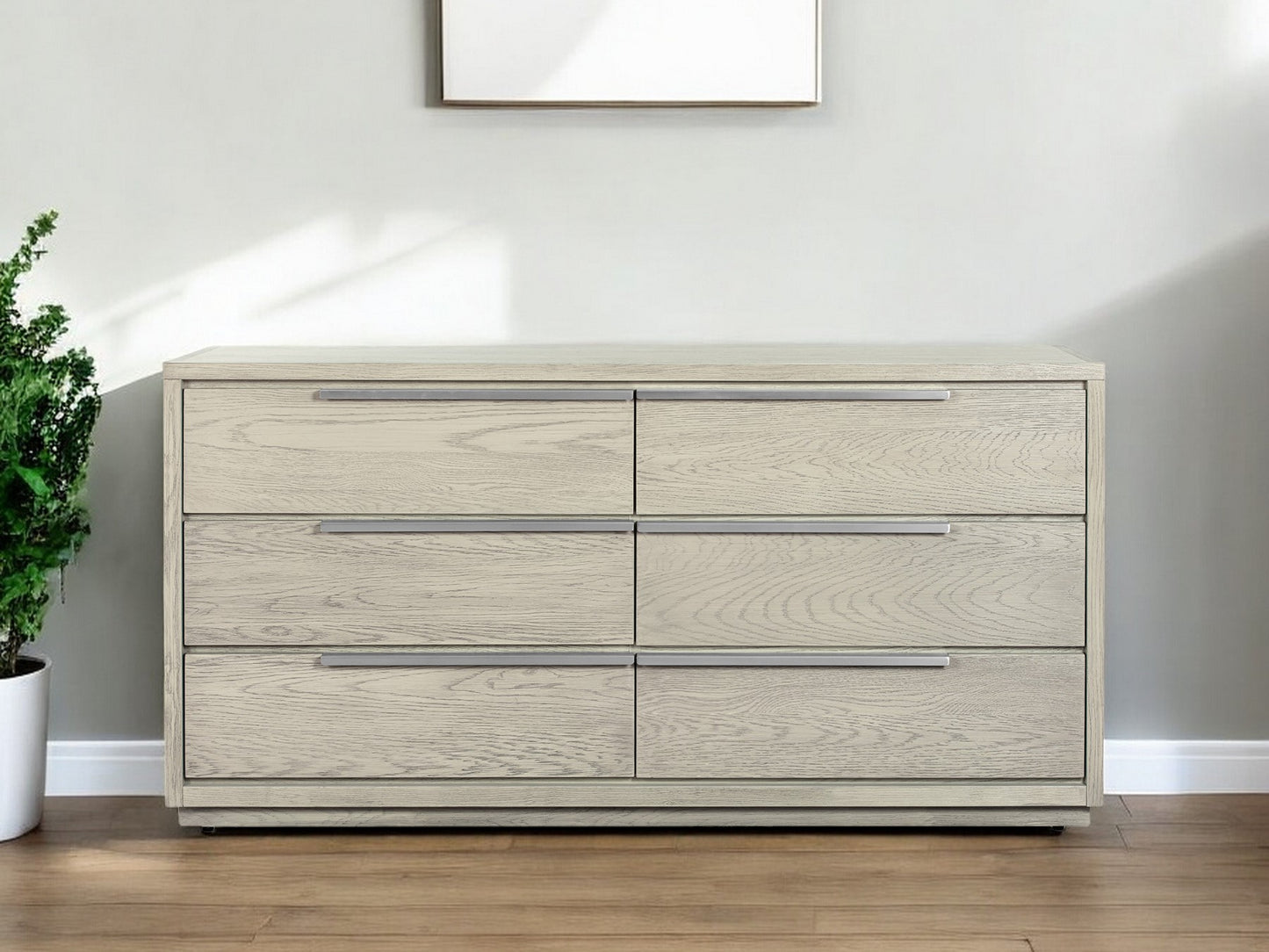 63" Gray Solid Wood Six Drawer Double Dresser-1