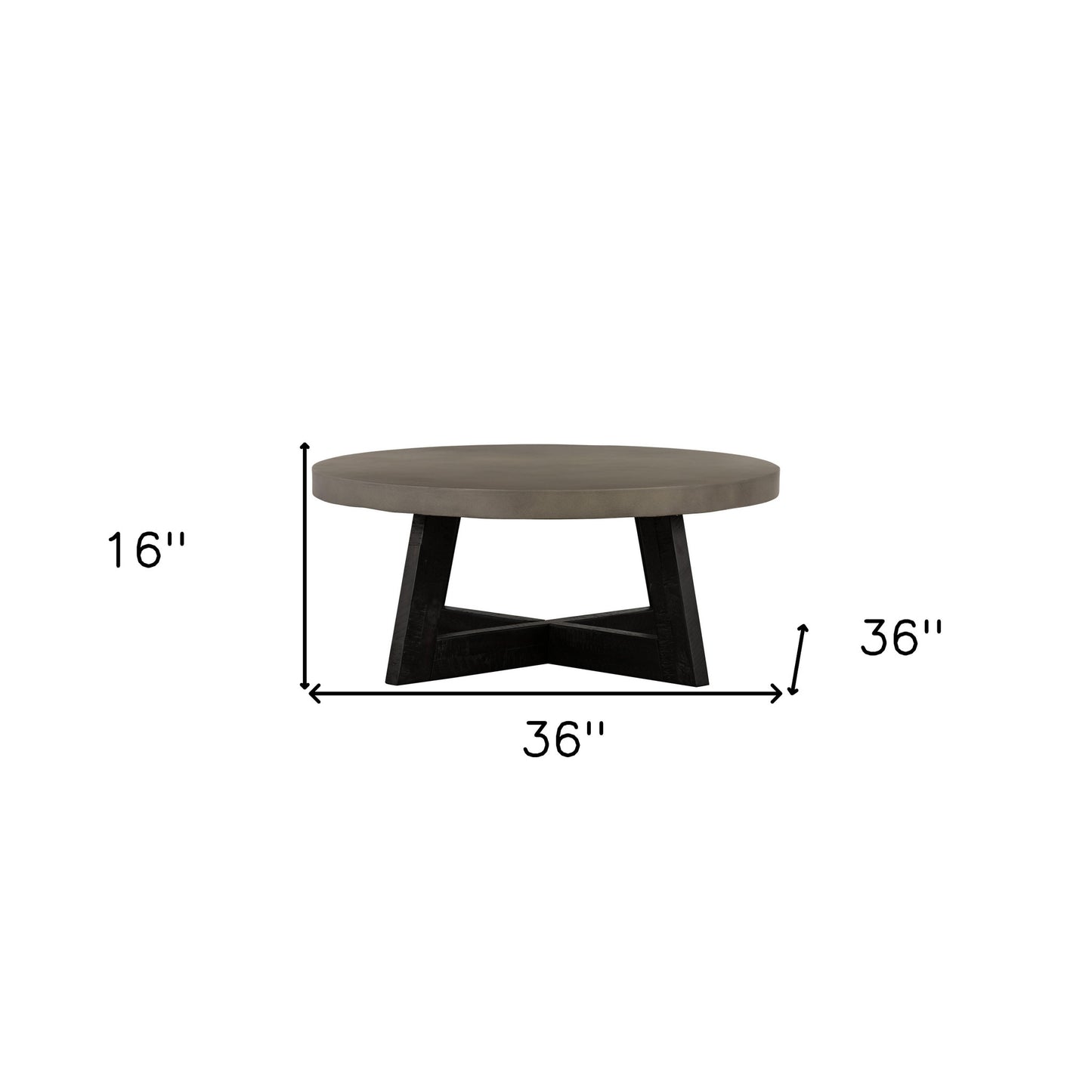 36" Gray And Black Concrete And Solid Wood Round Coffee Table-8