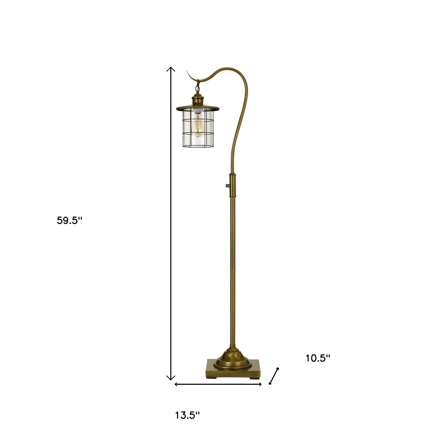 60" Brass Traditional Shaped Floor Lamp With Bronze Transparent Glass Drum Shade-5