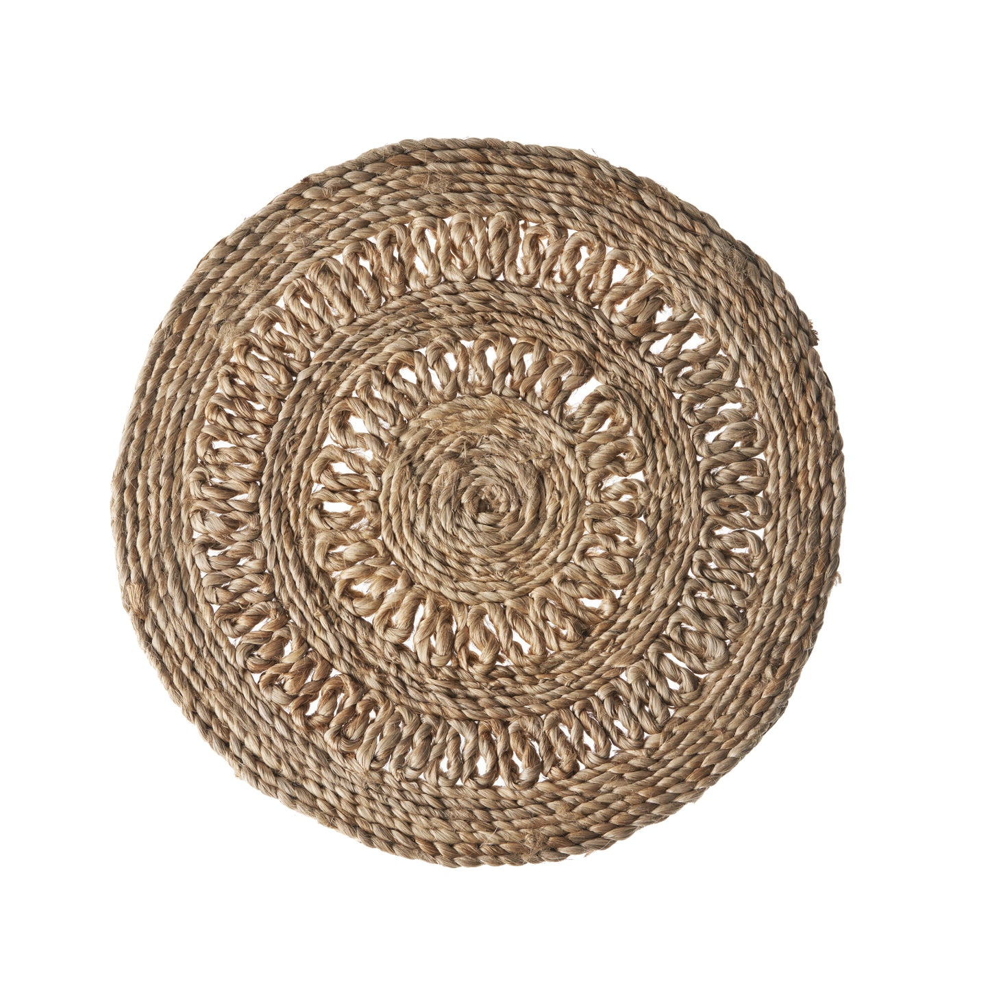 15" Set of Two Natural Braided Jute Round Placemats-2