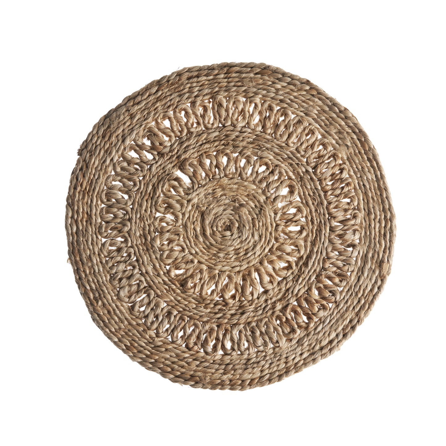 15" Set of Two Natural Braided Jute Round Placemats-4