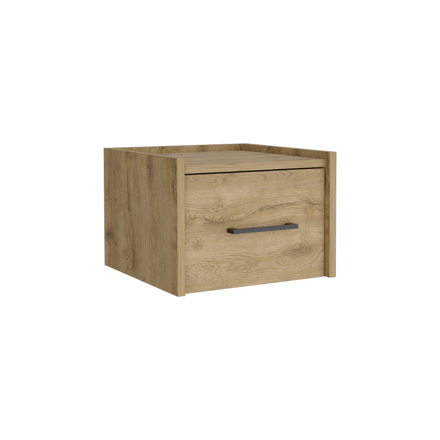 10" Beige One Drawer Faux Wood Nightstand-0
