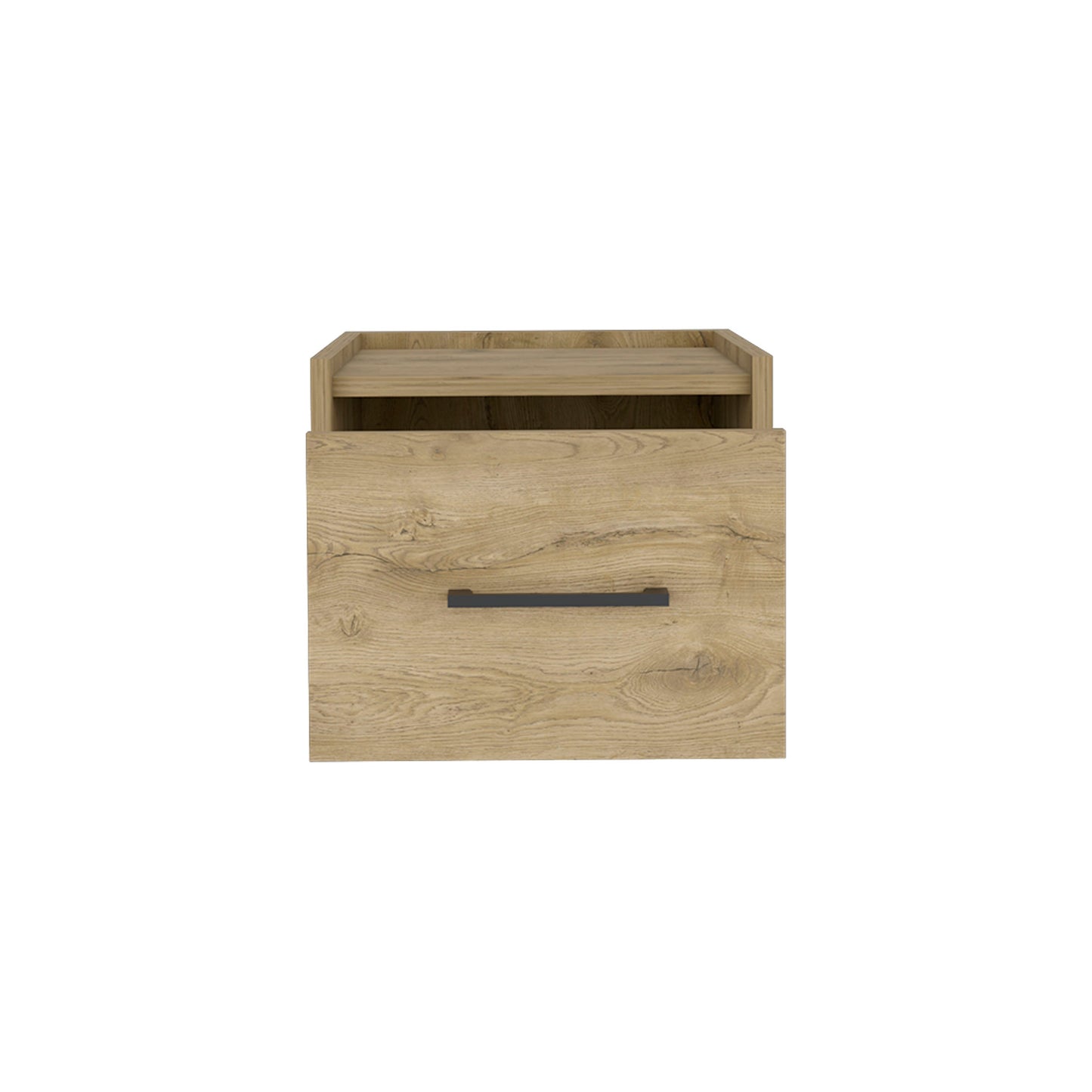 10" Beige One Drawer Faux Wood Nightstand-2