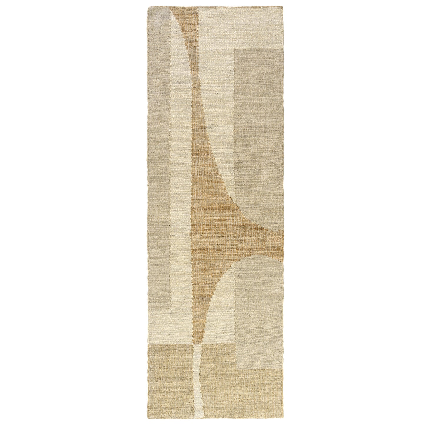 8' Natural And Ivory Jute Abstract Hand Woven Runner Rug-1