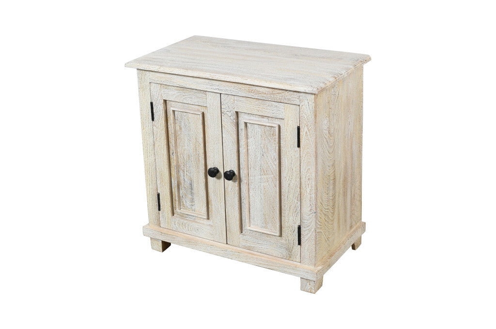 28" Distressed White Solid Wood Nightstand With Storage-4
