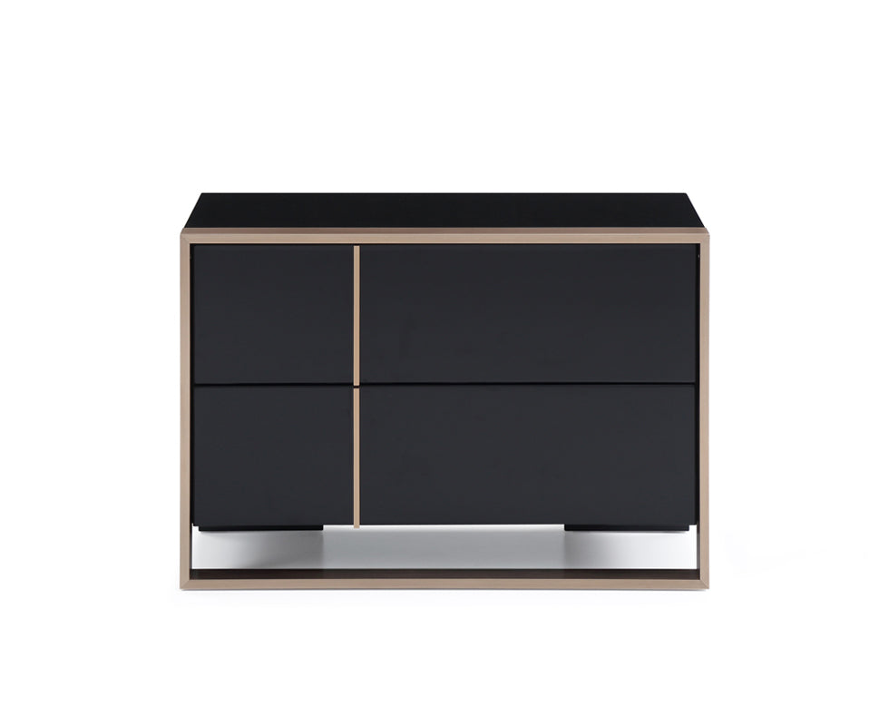 20" Black Wood Two Drawer Nightstand-0