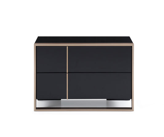 20" Black Wood Two Drawer Nightstand-0