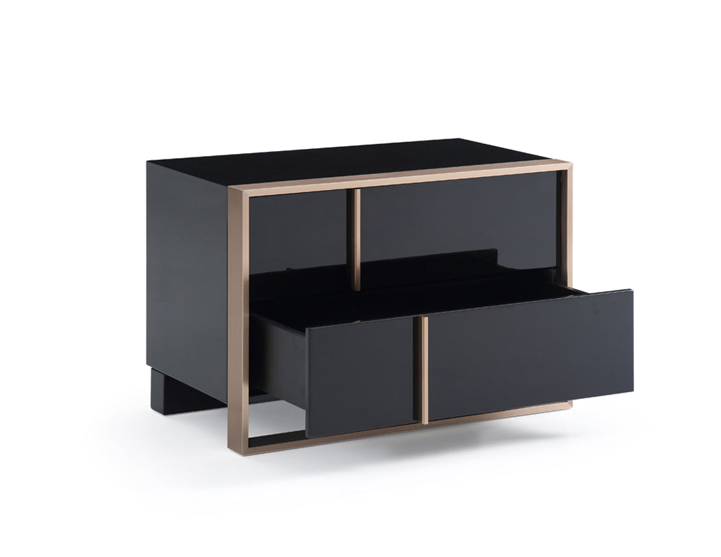 20" Black Wood Two Drawer Nightstand-3