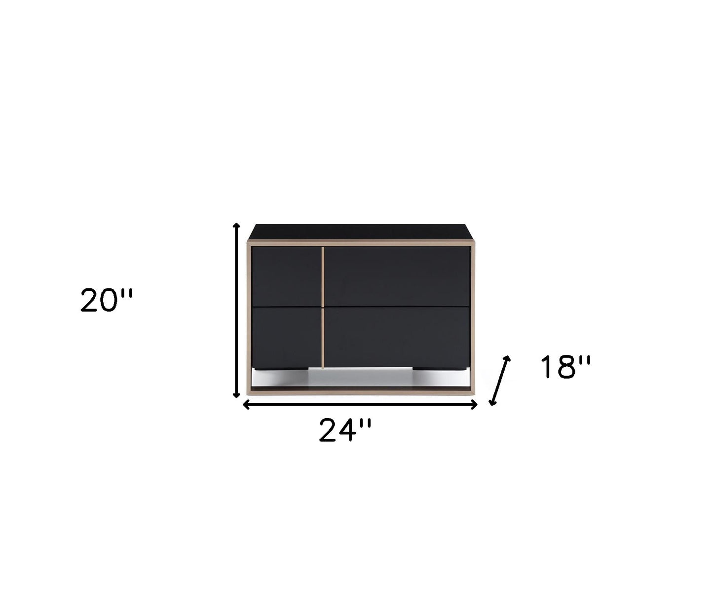 20" Black Wood Two Drawer Nightstand-8