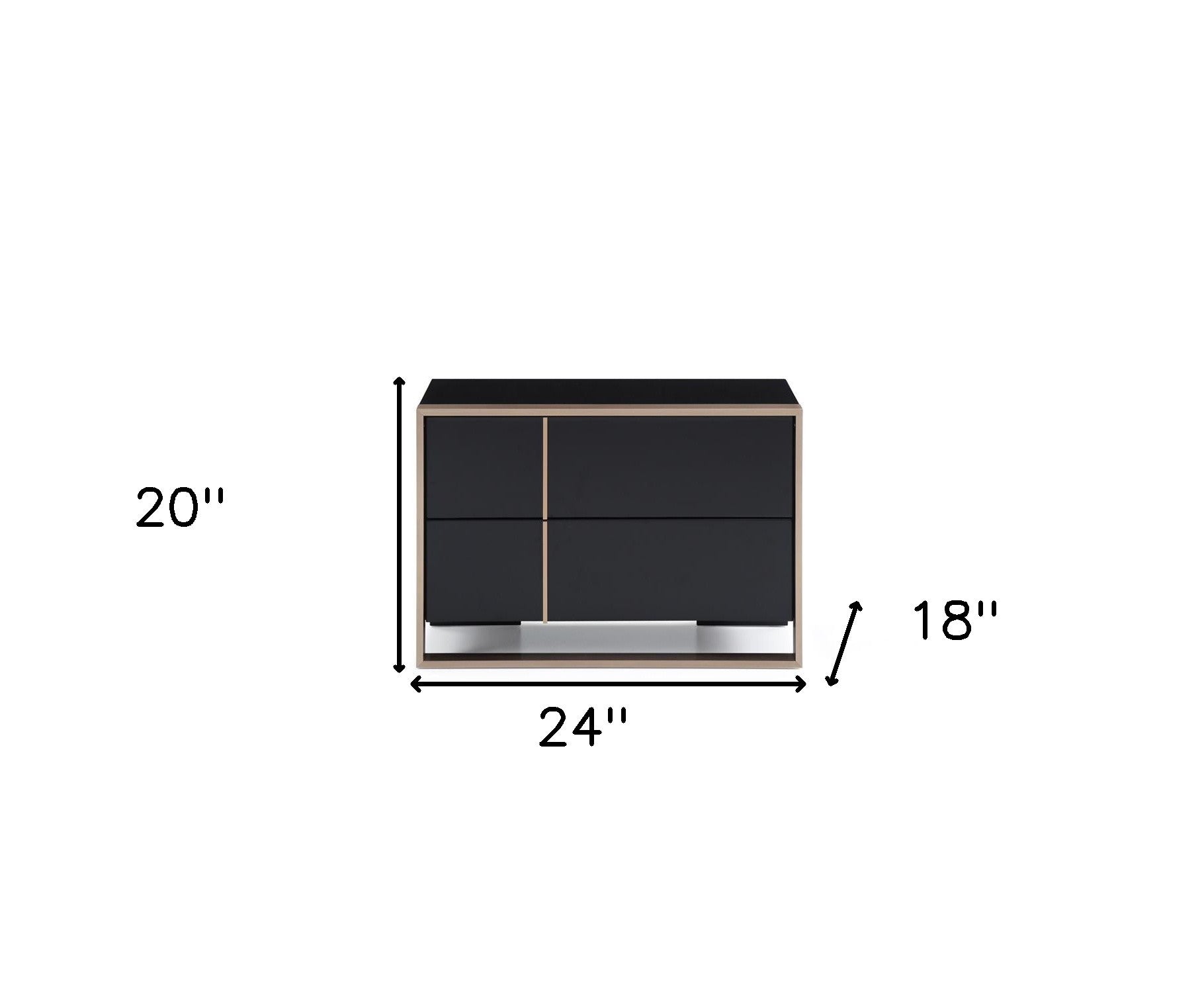 20" Black Wood Two Drawer Nightstand-8