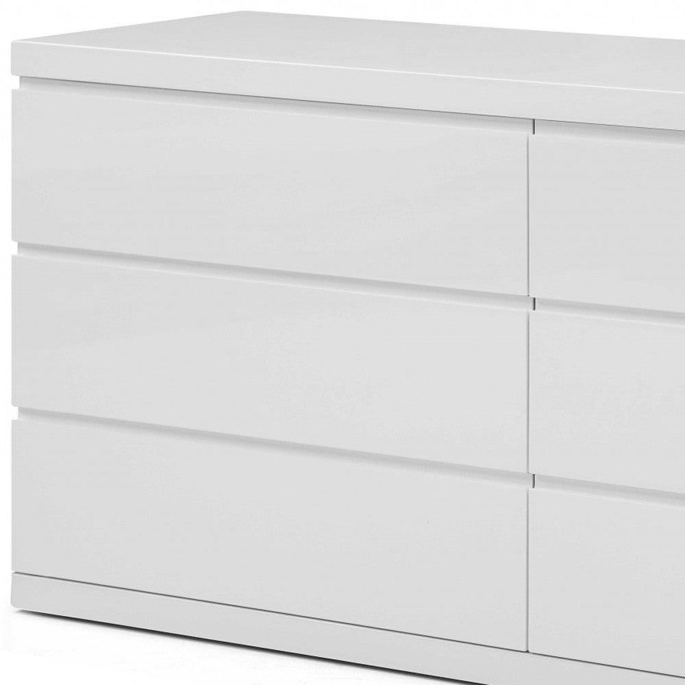 63" White Solid Wood Six Drawer Double Dresser-3