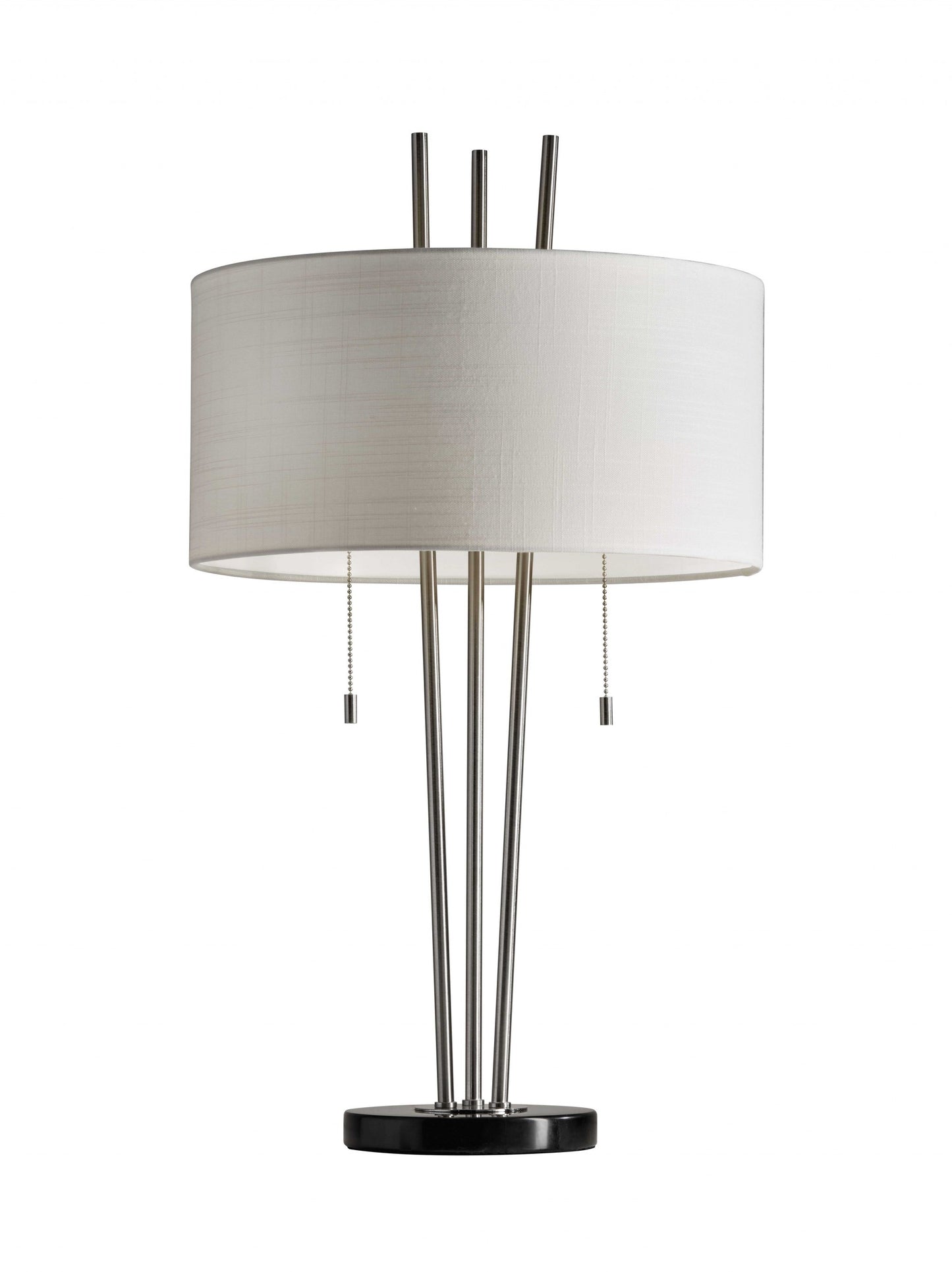 Stylish Triple Pole Brushed Steel Metal Table Lamp-2