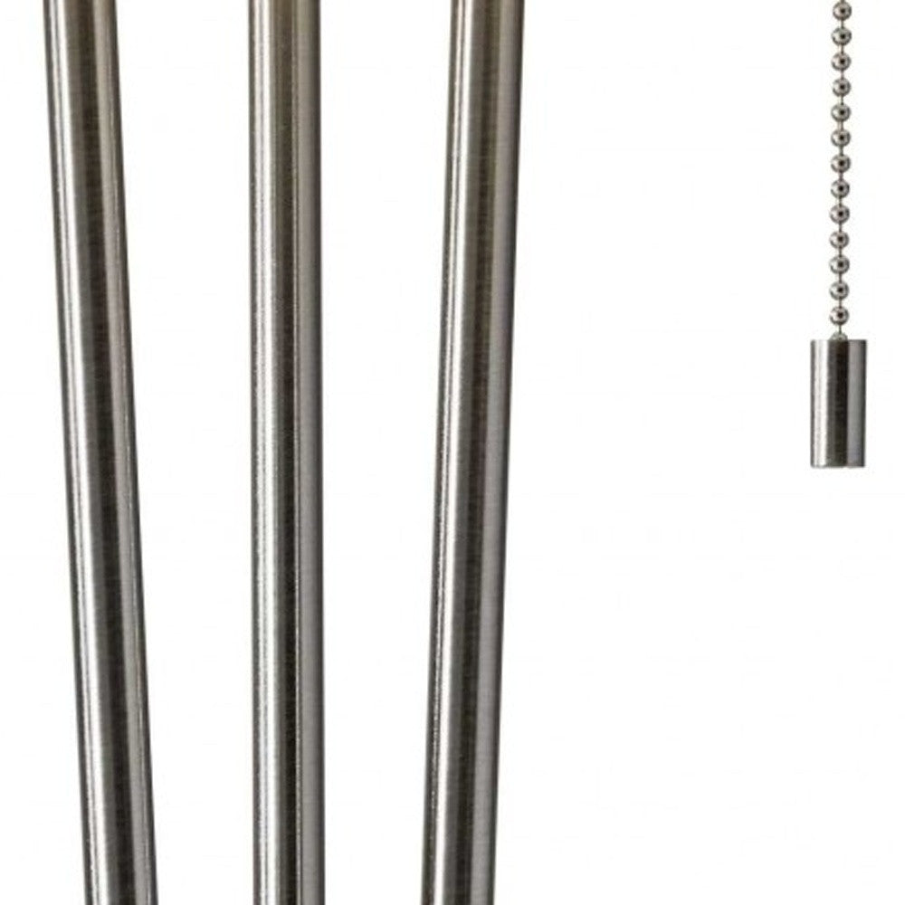 Stylish Triple Pole Brushed Steel Metal Table Lamp-3