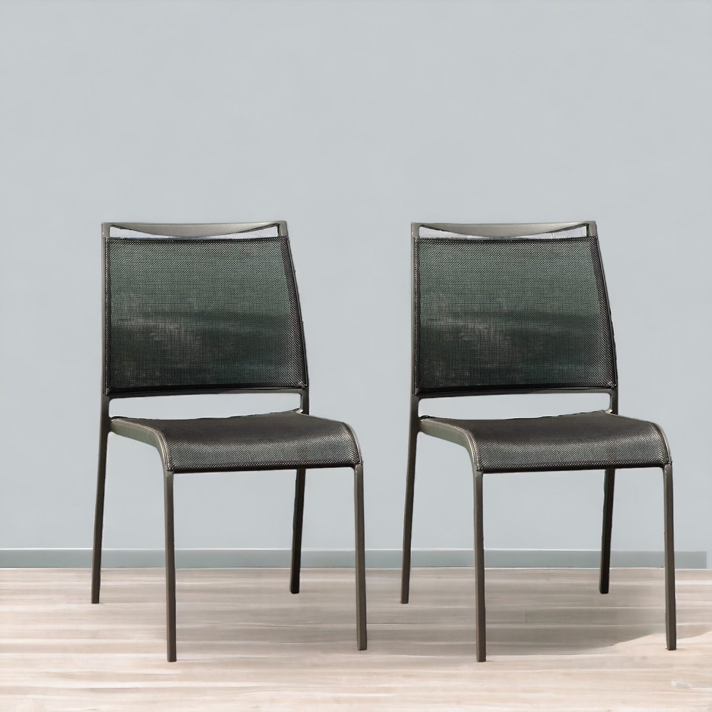 Set of Two Gray Dining Side Chairs-0
