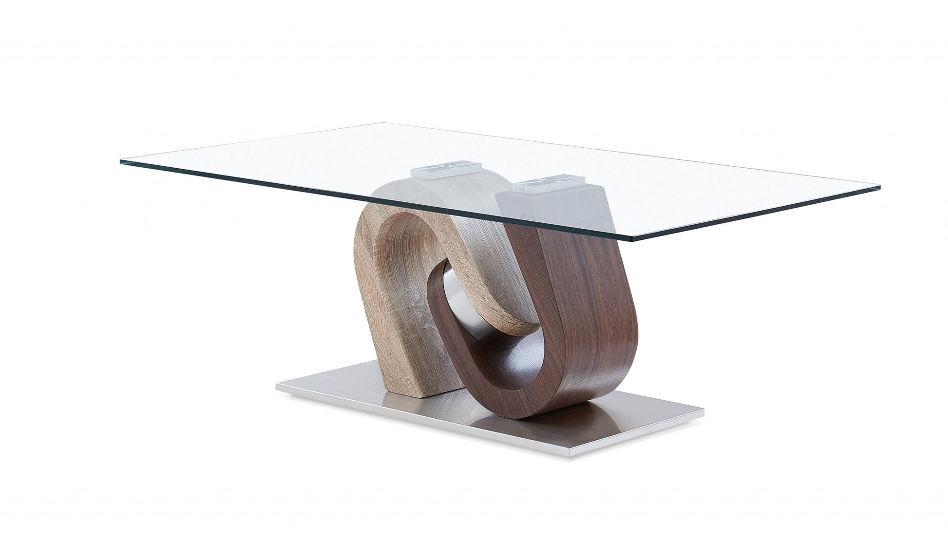 47" Clear And Oak Glass Coffee Table-2