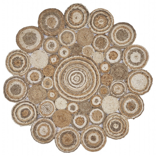 5' X 5' Natural Jute Hand Braided Area Rug-0