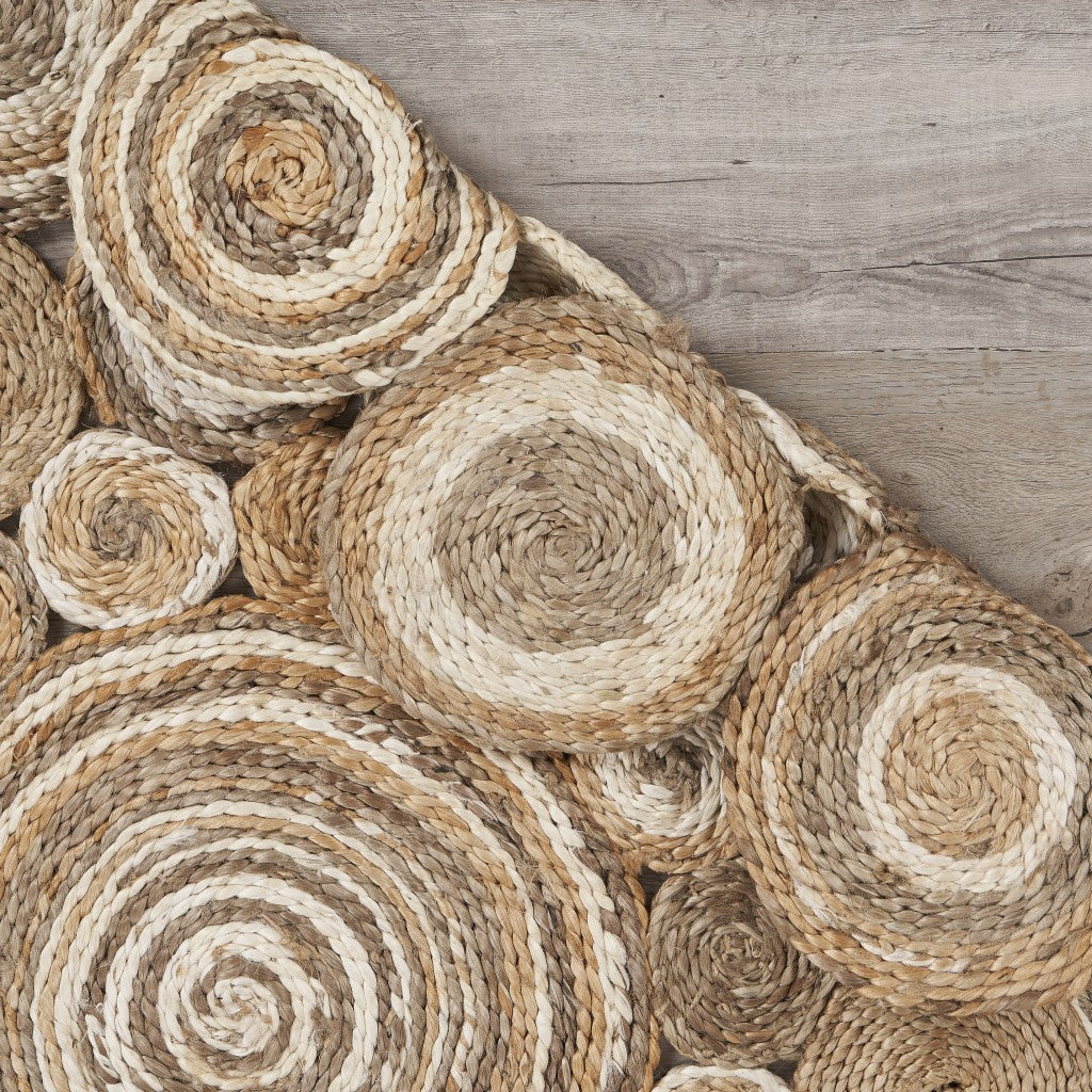 5' X 5' Natural Jute Hand Braided Area Rug-7