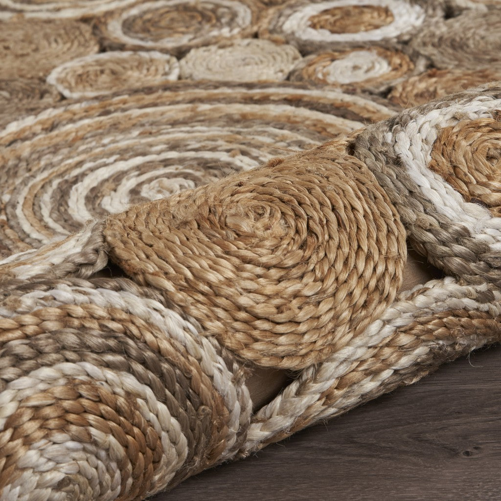 5' X 5' Natural Jute Hand Braided Area Rug-4