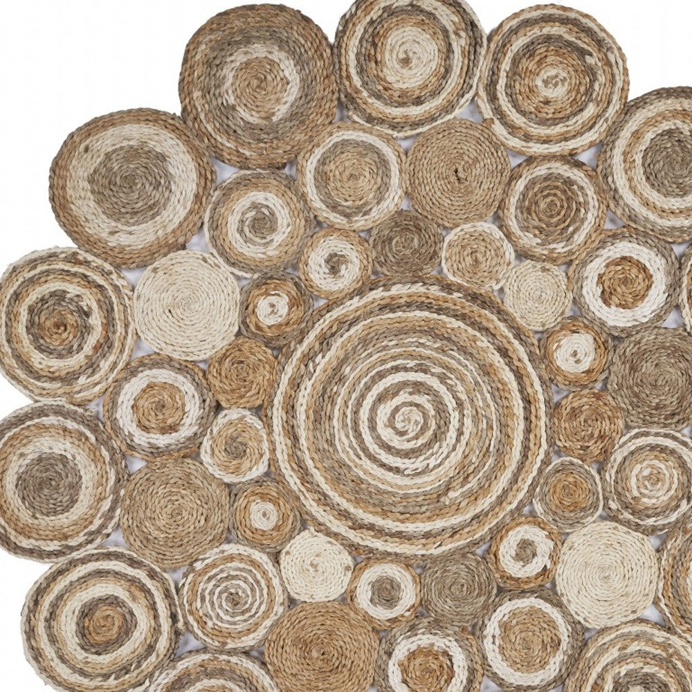 5' X 5' Natural Jute Hand Braided Area Rug-3