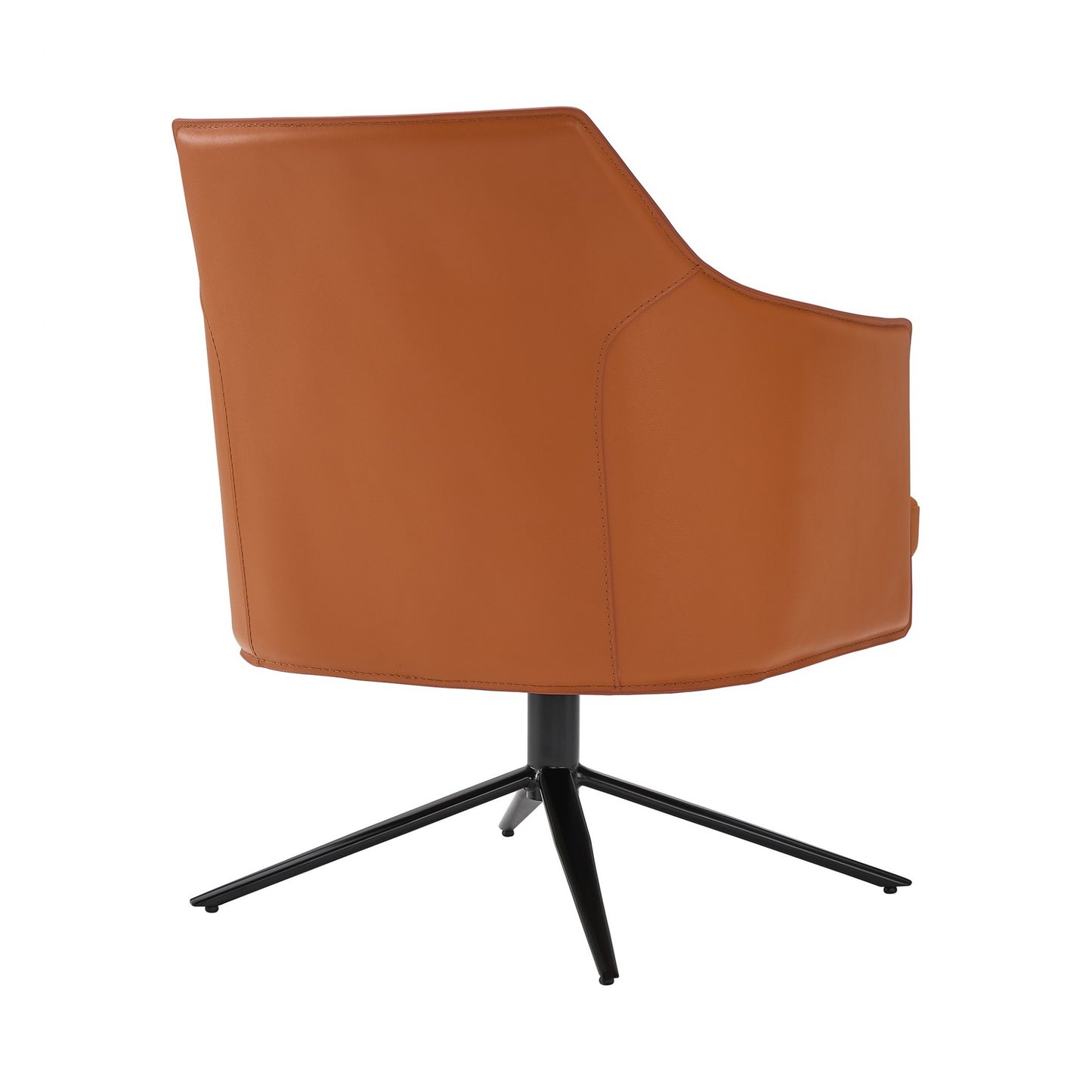 26" Terra Cotta and Black Faux Leather Swivel Lounge Chair-4
