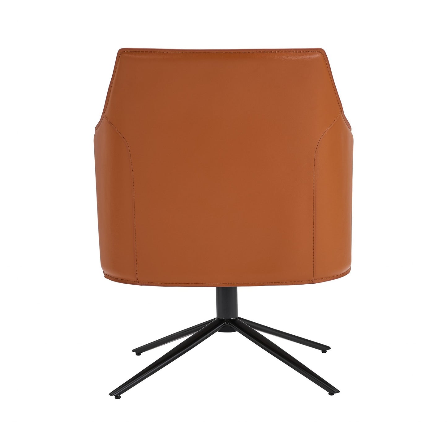 26" Terra Cotta and Black Faux Leather Swivel Lounge Chair-5