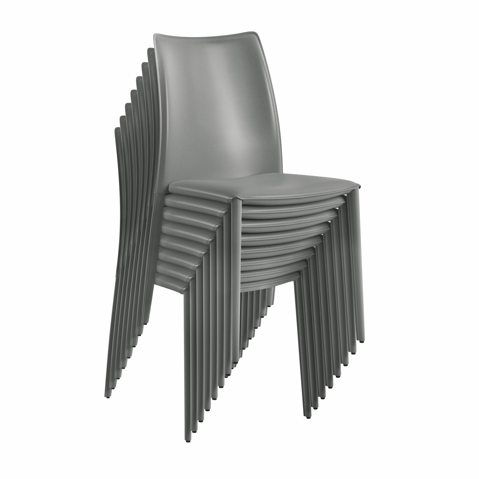 Set of Two Gray Upholstered Leather Dining Side Chairs-6