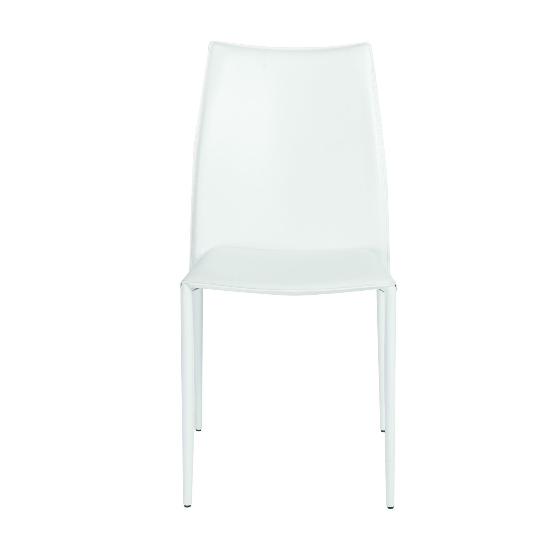 Set of Two White Upholstered Leather Dining Side Chairs-2