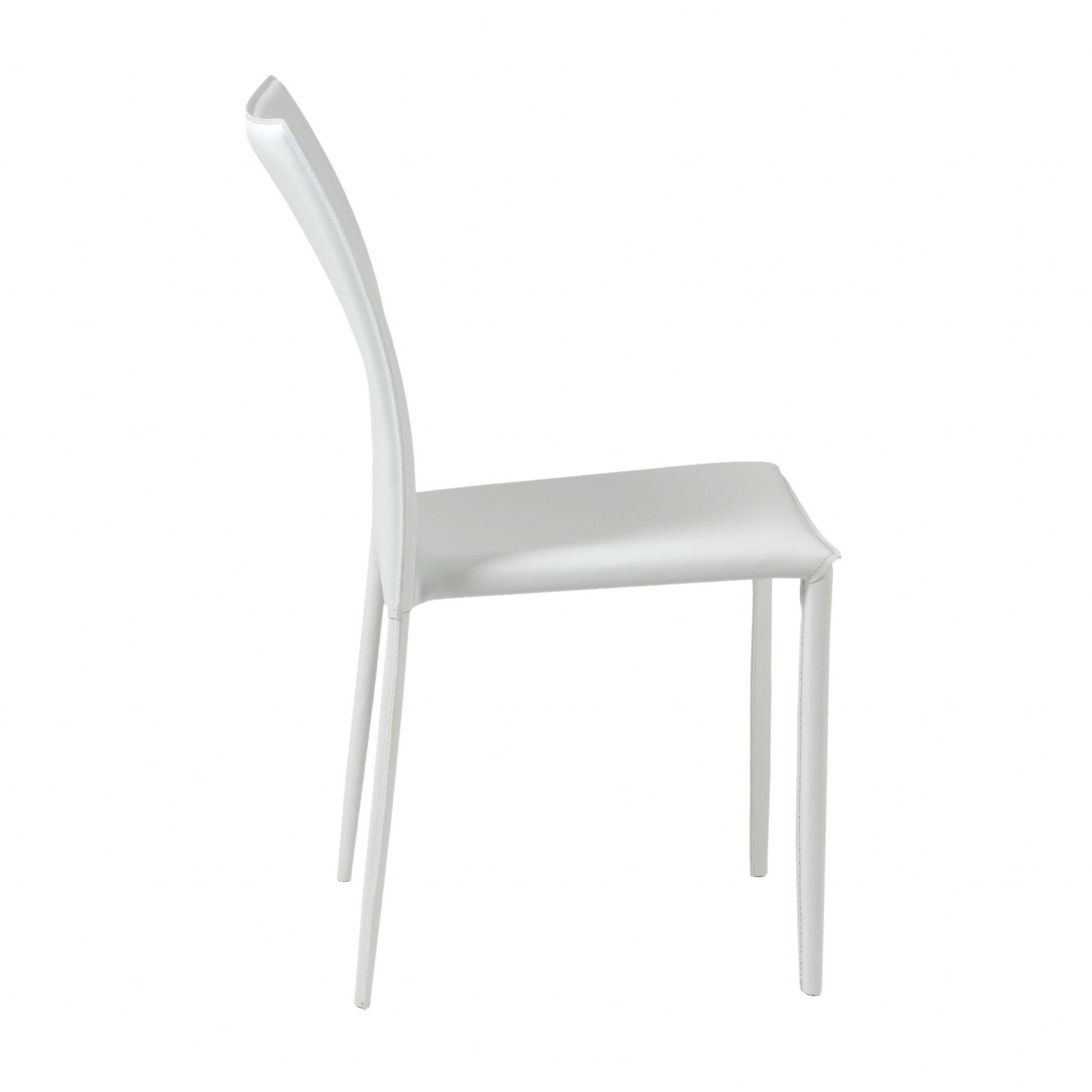 Set of Two White Upholstered Leather Dining Side Chairs-5