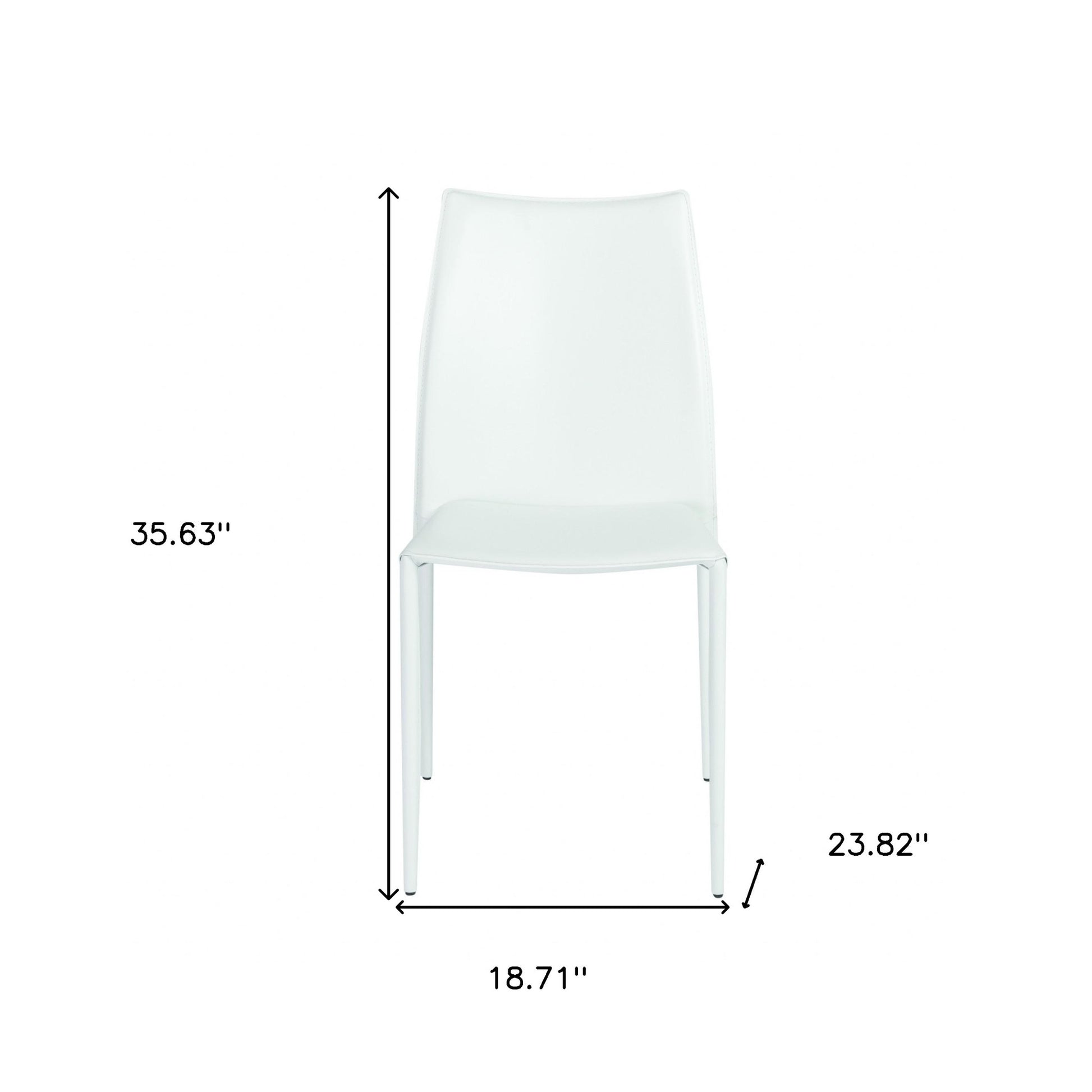 Set of Two White Upholstered Leather Dining Side Chairs-7