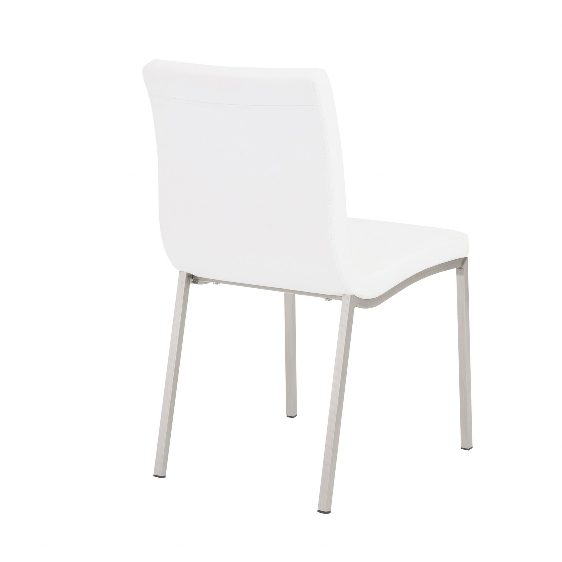 Set of Two Minimalist White Faux Faux Leather Chairs-4