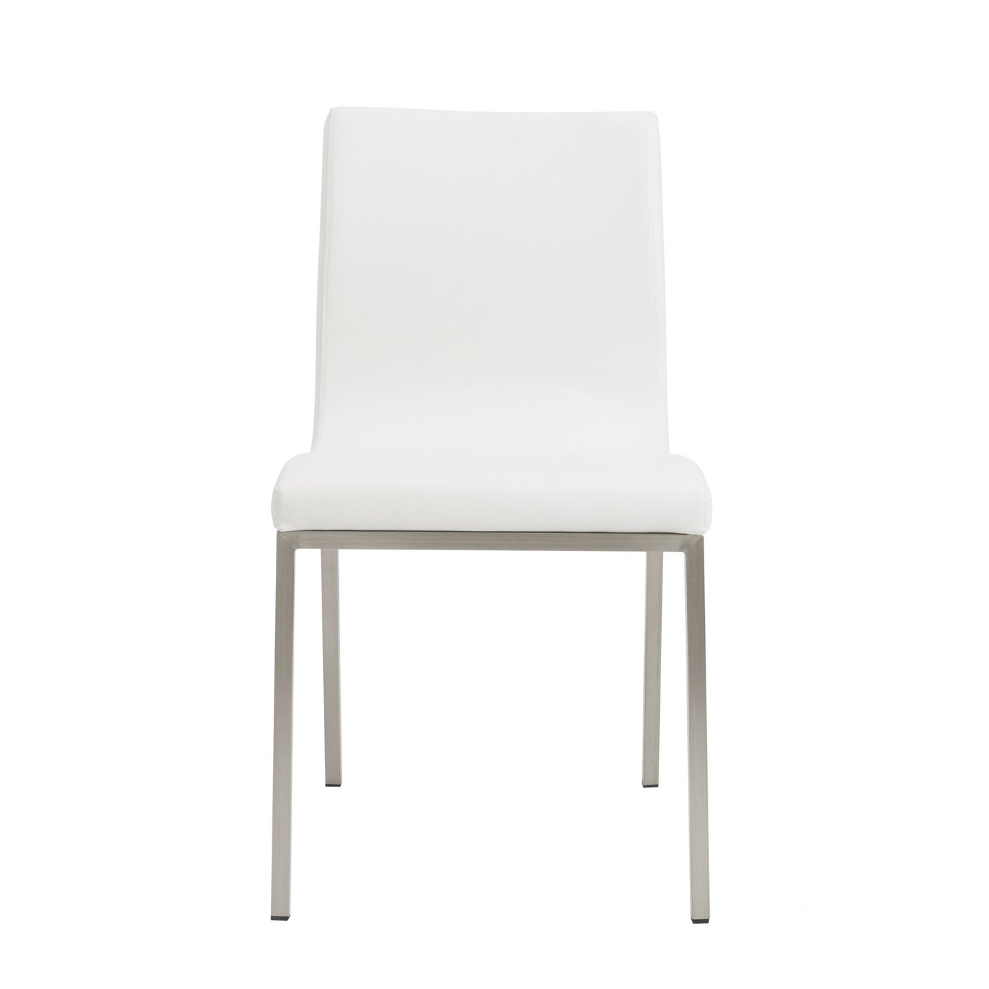 Set of Two Minimalist White Faux Faux Leather Chairs-5