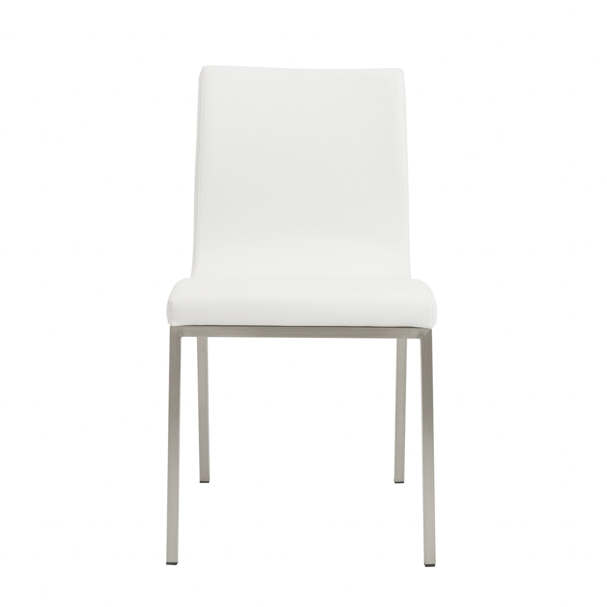 Set of Two Minimalist White Faux Faux Leather Chairs-5