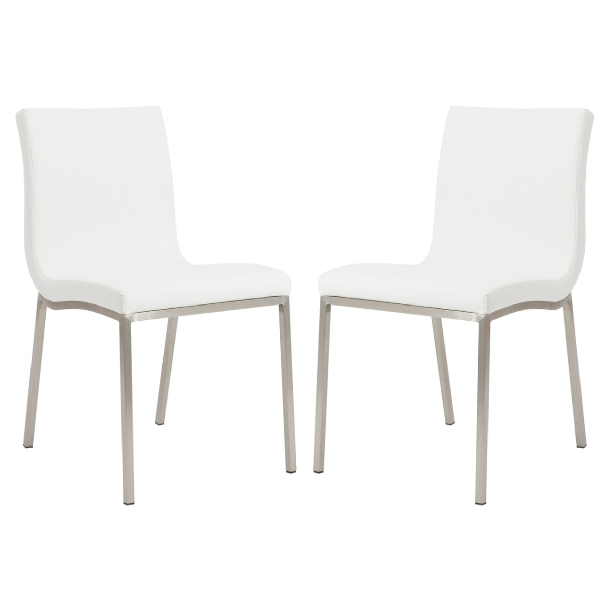 Set of Two Minimalist White Faux Faux Leather Chairs-0