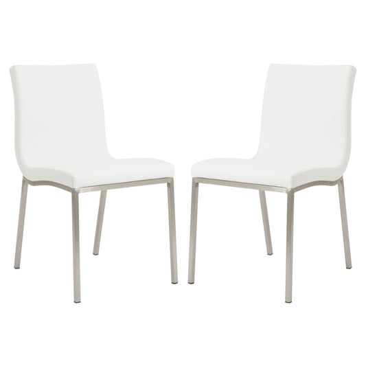 Set of Two Minimalist White Faux Faux Leather Chairs-0