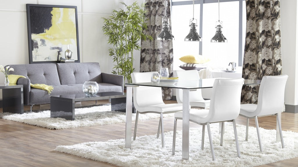 Set of Two Minimalist White Faux Faux Leather Chairs-6