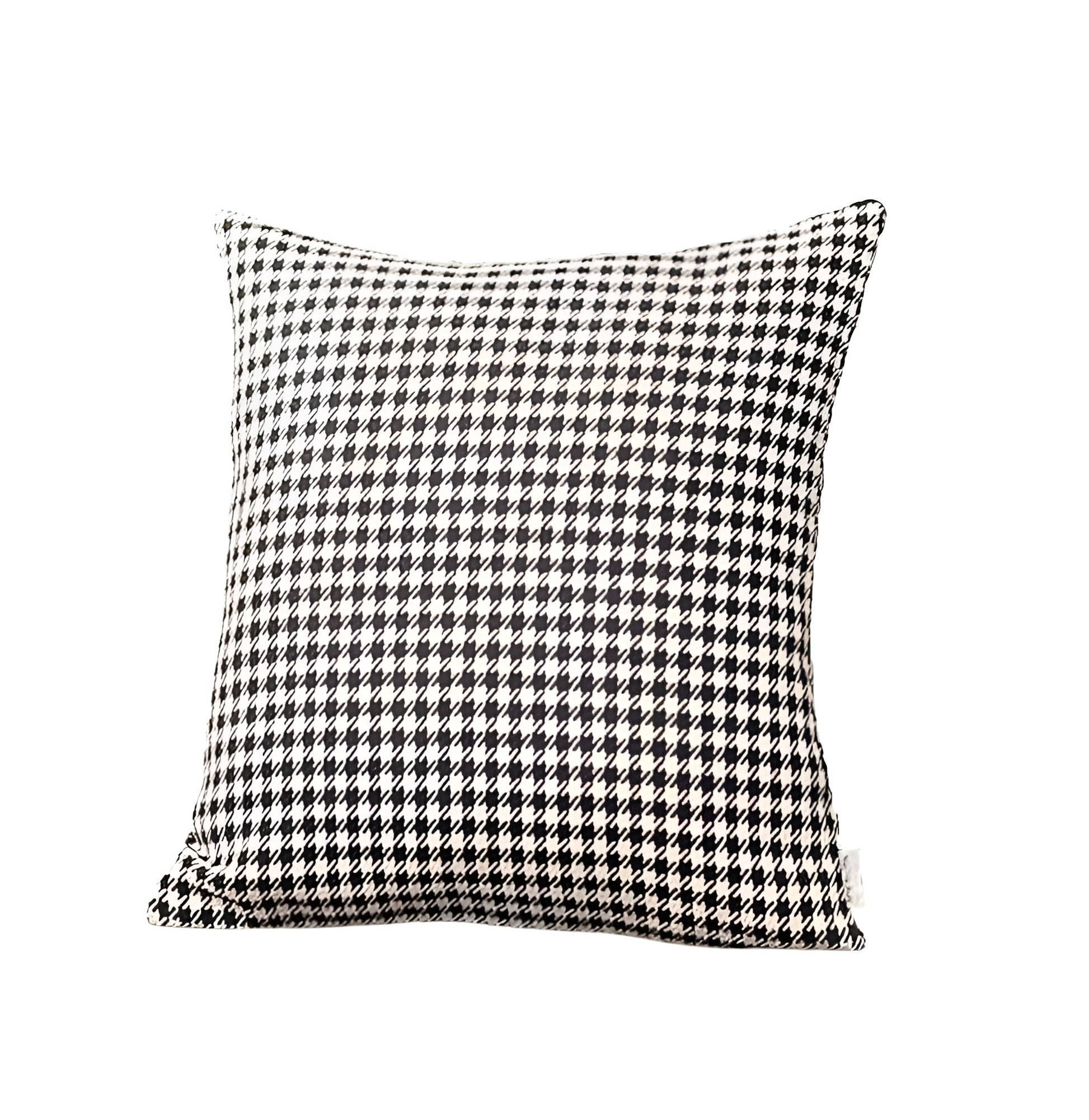 Set of Two 18" Black and White Houndstooth Fabric Throw Pillows-1