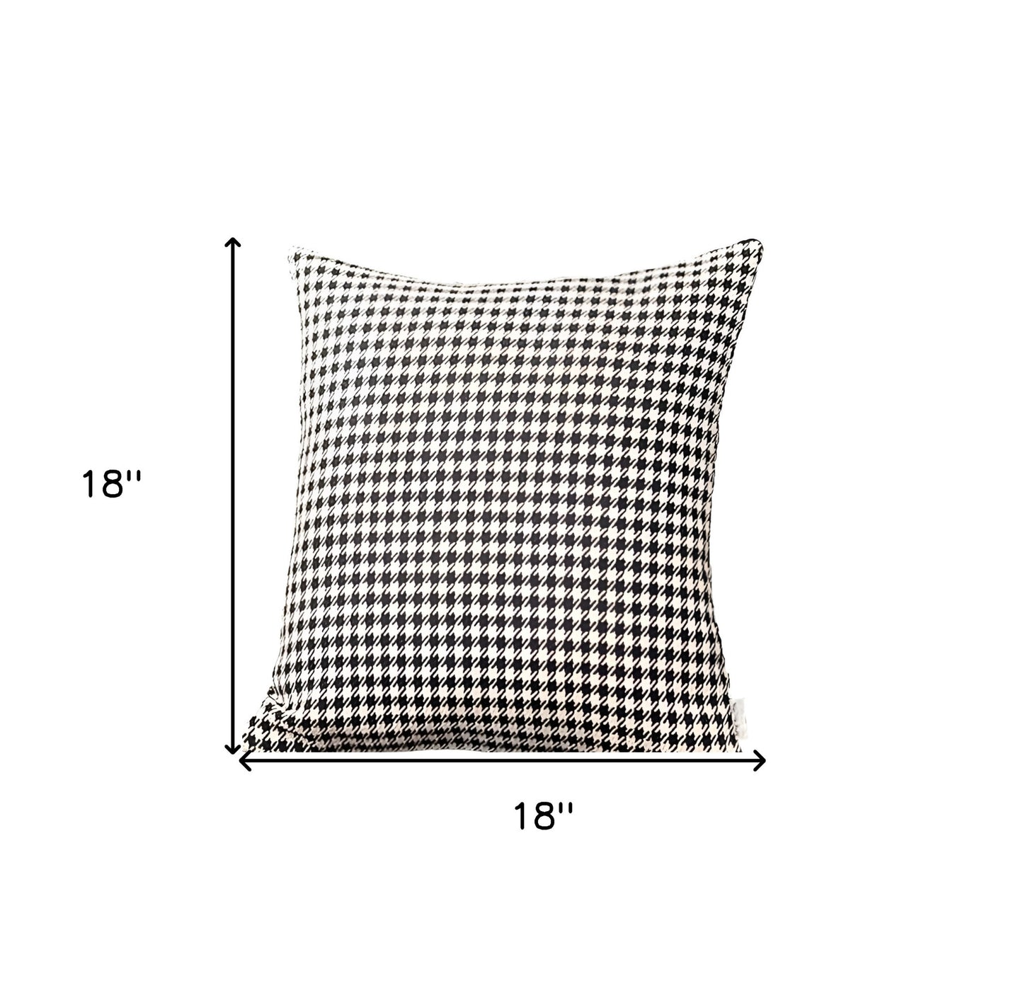 Set of Two 18" Black and White Houndstooth Fabric Throw Pillows-3