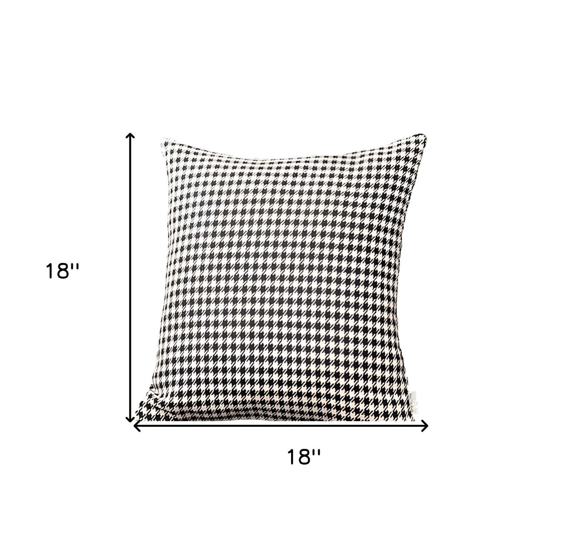 Set of Two 18" Black and White Houndstooth Fabric Throw Pillows-3