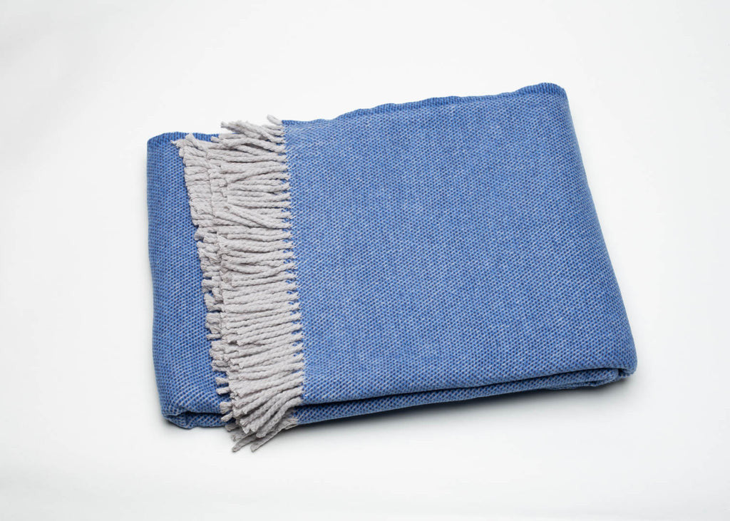 Cobalt Blue Mini Dot Fringed Throw Blanket-4