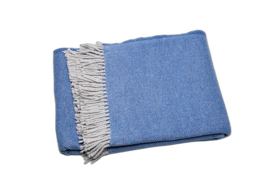 Cobalt Blue Mini Dot Fringed Throw Blanket-0