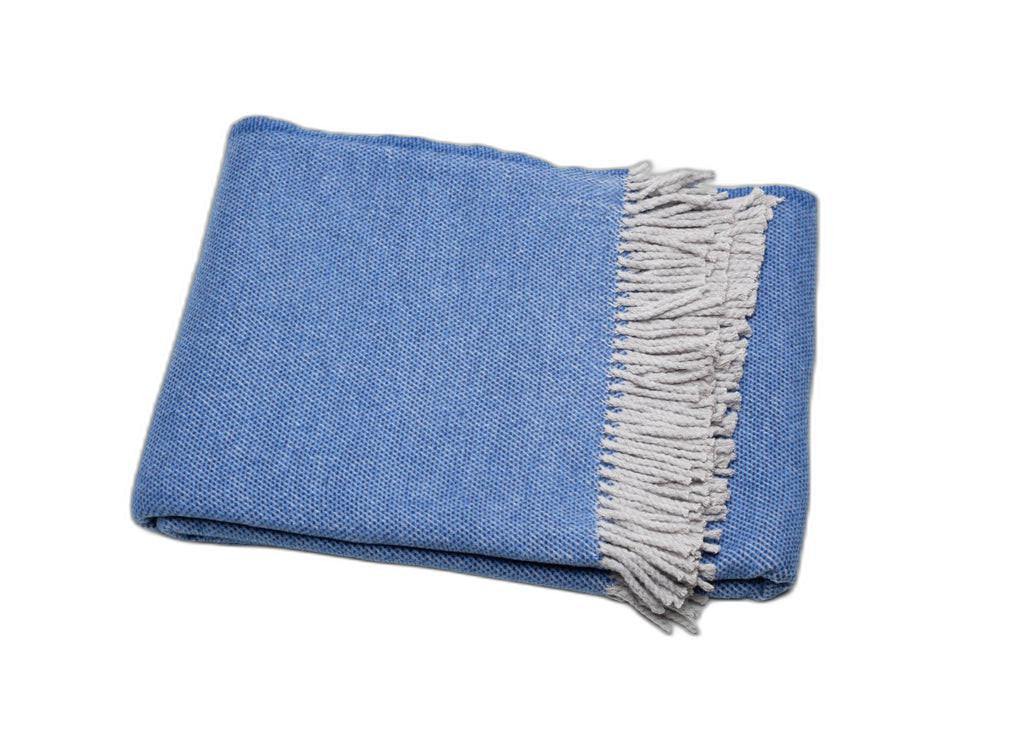 Cobalt Blue Mini Dot Fringed Throw Blanket-2