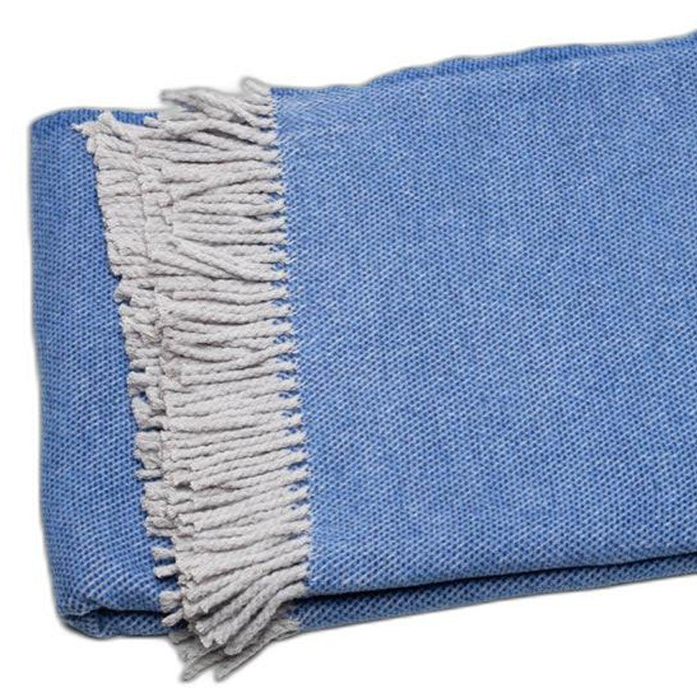 Cobalt Blue Mini Dot Fringed Throw Blanket-3